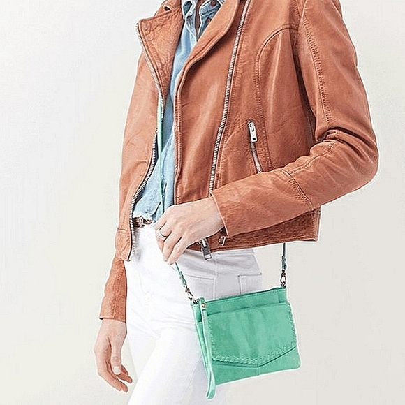 NWTs HOBO Mint Leather Stroll Crossbody/Clutch + HOBO Luck Leather Wallet - Picture 4 of 9